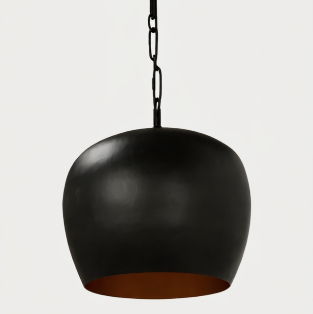 Black & Copper Dome Pendant Light