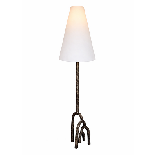 Kehf Al Fateh Arcadia Sculptural Floor Lamp in antique brass with a designer modern, artistic metal base and tall standing design