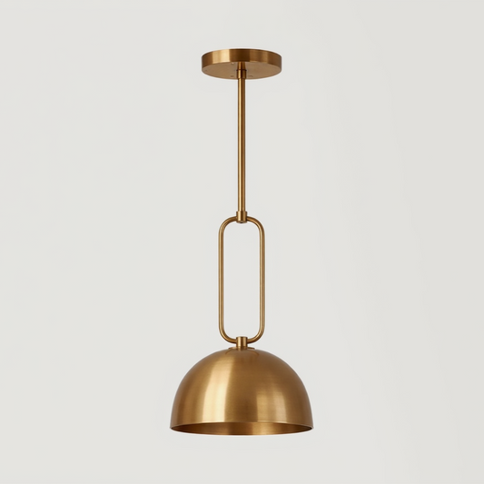 Kehf Al Fateh Arden Dome Pendant Light in antique brass with a sleek, modern designer style and smooth dome shape.