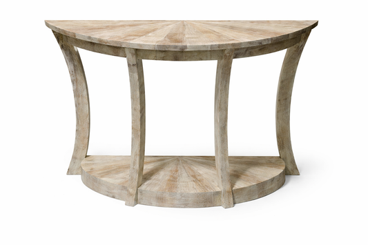 Whitewashed wood Sanibel console table by Brich & Bronze with a sleek, modern design and sturdy rectangular shape.