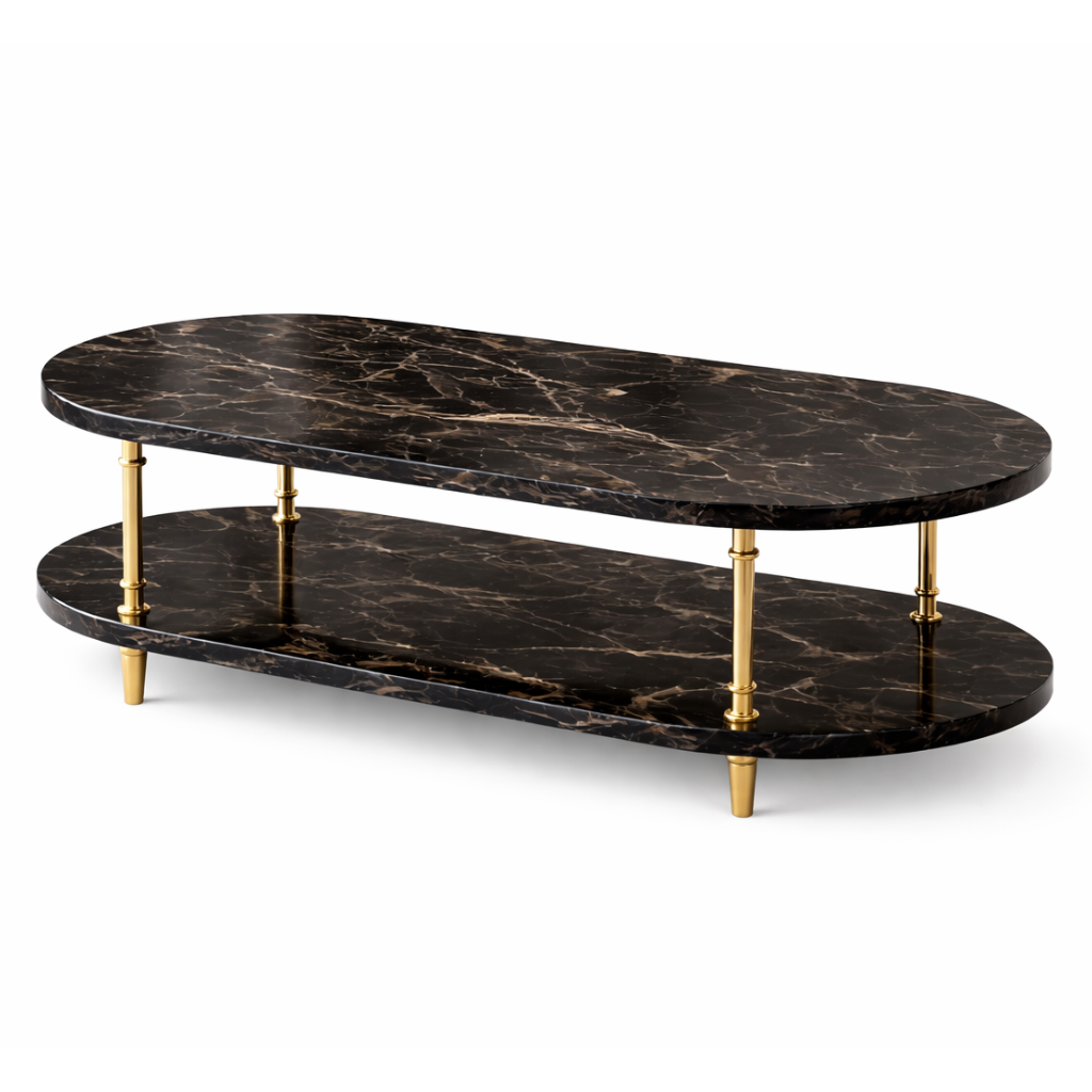 Modern Elcoris coffee table by Brich & Bronze with a sleek wooden surface and minimalist design.