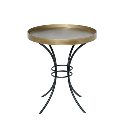 Orbit Curved-Frame Accent Table – Antique Brass & Black
