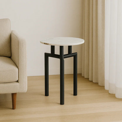 black and white marble side table for modern living room
