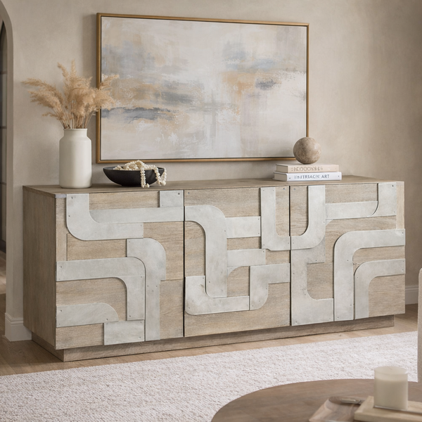 Designer Ivory Nexus White Wash Sideboard by Aman Singh featuring sleek wood finish and modern storage design.