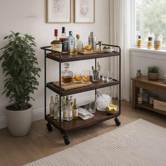 3-Tier Rolling Bar Cart