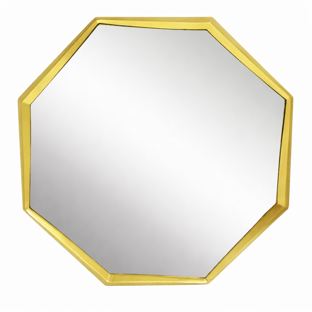 Brich & Bronze Octavia Faceted Wall Mirror with geometric, faceted glass design and sleek silver frame for modern decor.