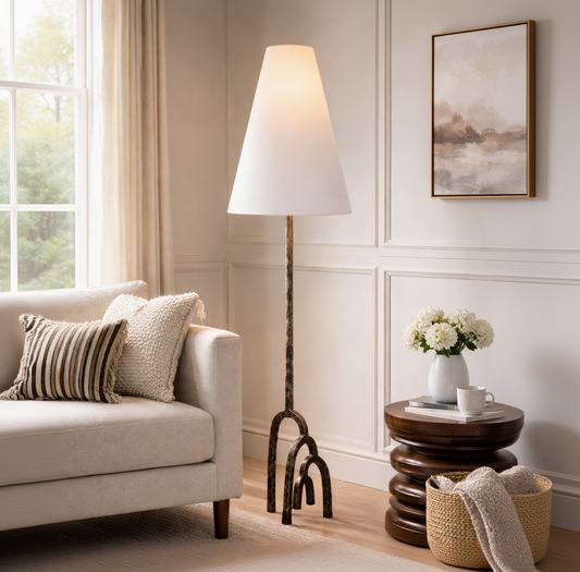 Arcadia Sculptural Floor Lamp – Antique Brass