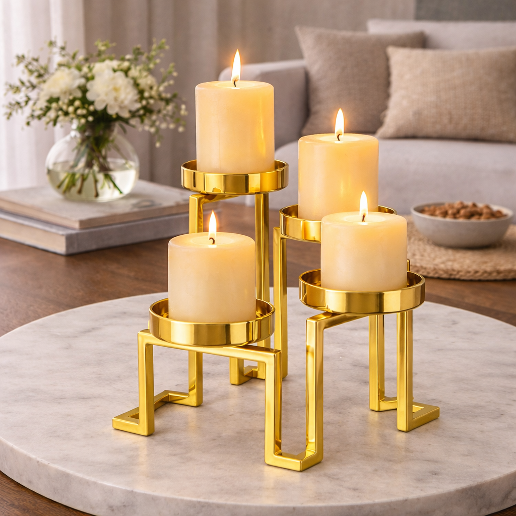 gold tiered candle holder stand for home decor