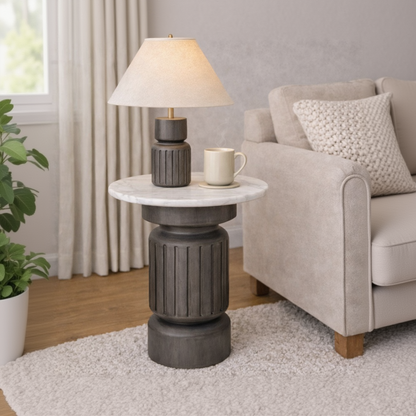 grey marble side table for living room decor