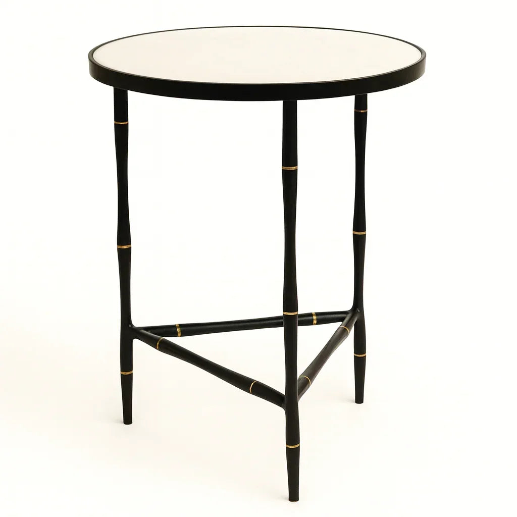 black gold side table with mirror top for living room