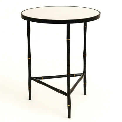 black gold side table with mirror top for living room