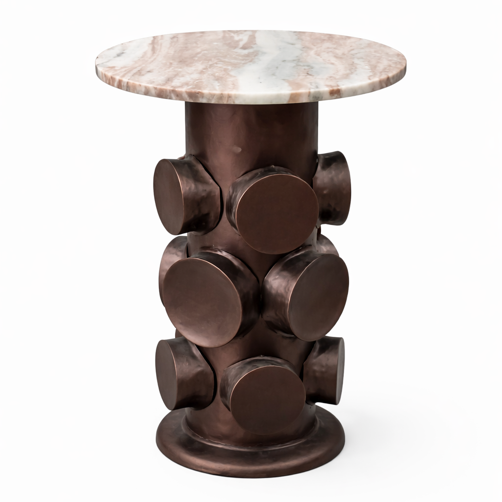 Rovari Side Table – Marble Top Sculptural Accent Table
