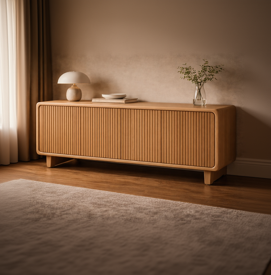 Modern Fluted Sideboard – Natural Finish