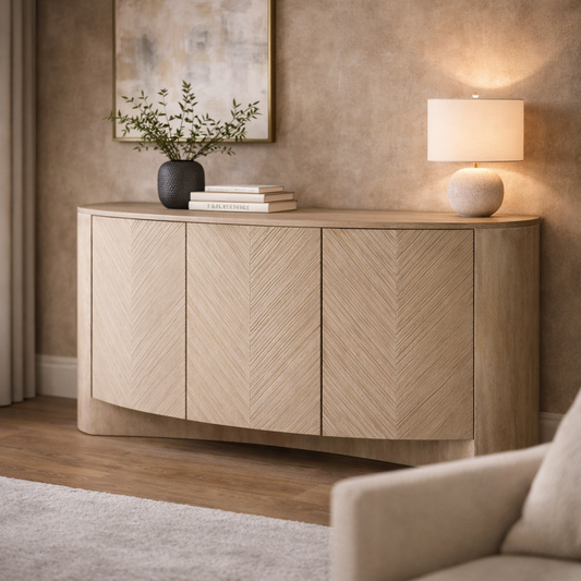 Aurora Curve White Wash Sideboard