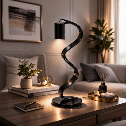 modern black serpentine curve table lamp for home decor