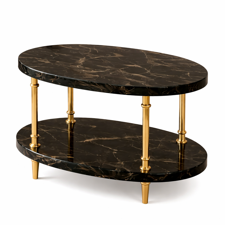 Small Elcoris side table by Brich & Bronze with a sleek wooden top and metal legs, ideal for modern living spaces.