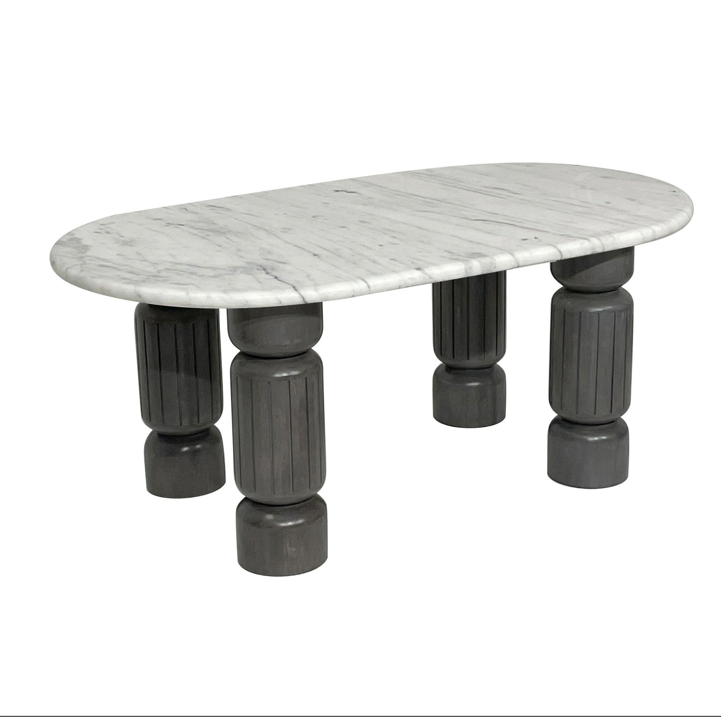 Grey marble Triton coffee table by Brich & Bronze with a modern design, ideal for contemporary living room decor.