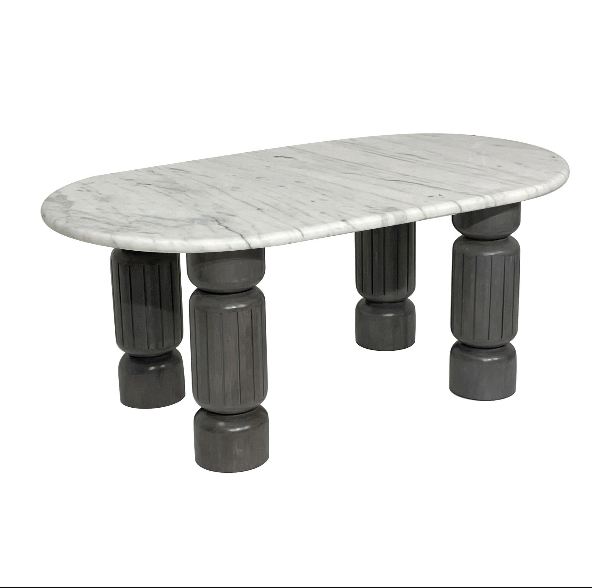 Grey marble Triton coffee table by Brich & Bronze with a modern design, ideal for contemporary living room decor.