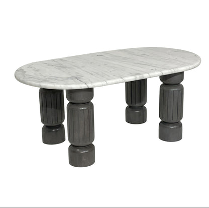 Grey marble Triton coffee table by Brich & Bronze with a modern design, ideal for contemporary living room decor.